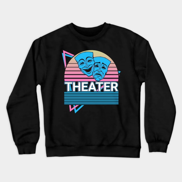 Theater Mask Drama Comedy Tragedy Theatre Mask Retro Gift Crewneck Sweatshirt by Alex21